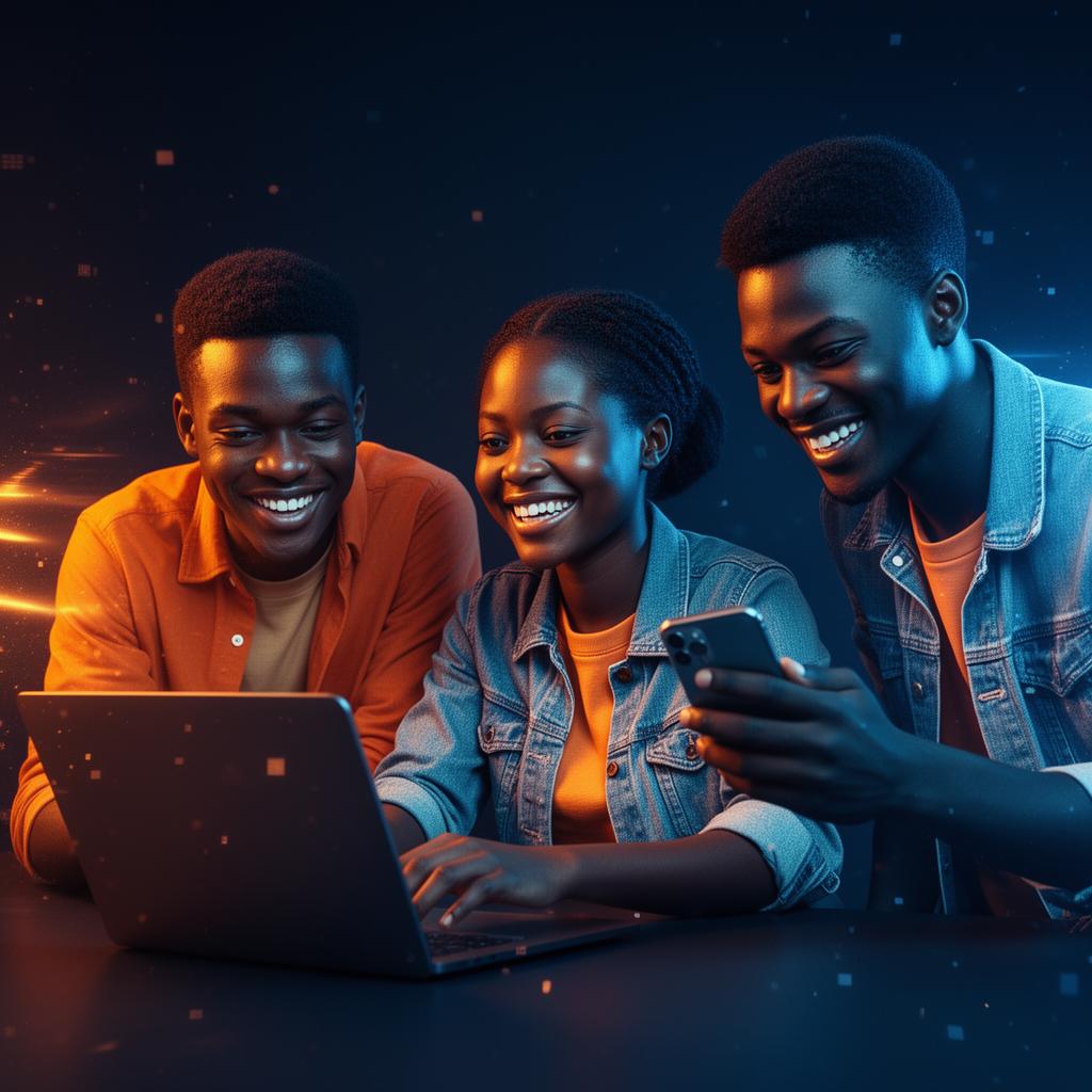 Jeunes professionnels africains collaborant autour d'un ordinateur